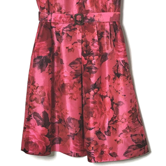 J Crew Pink Floral Sleeveless Taffeta Satin Fit and Flare Mini Dress Size 2 - Picture 5 of 16